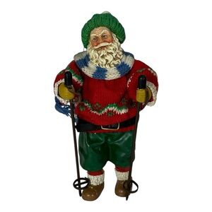 Vintage Possible Dreams Skiing Santa 7.5”  1993 Christmas Ornament Clothtique